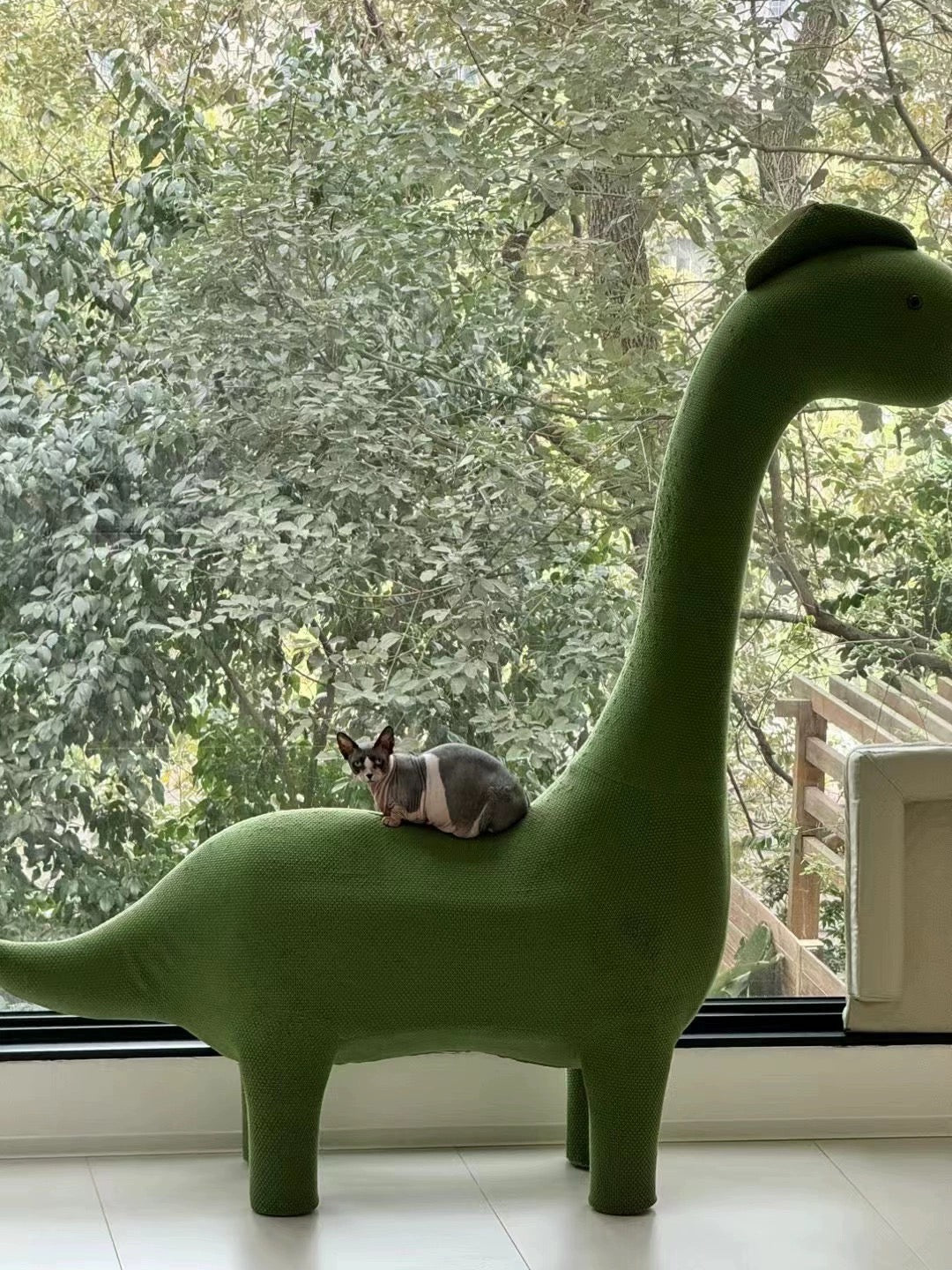 6.5 ft giant dinosaur cat tree pet friendly furniture bench lounge for cats and humans